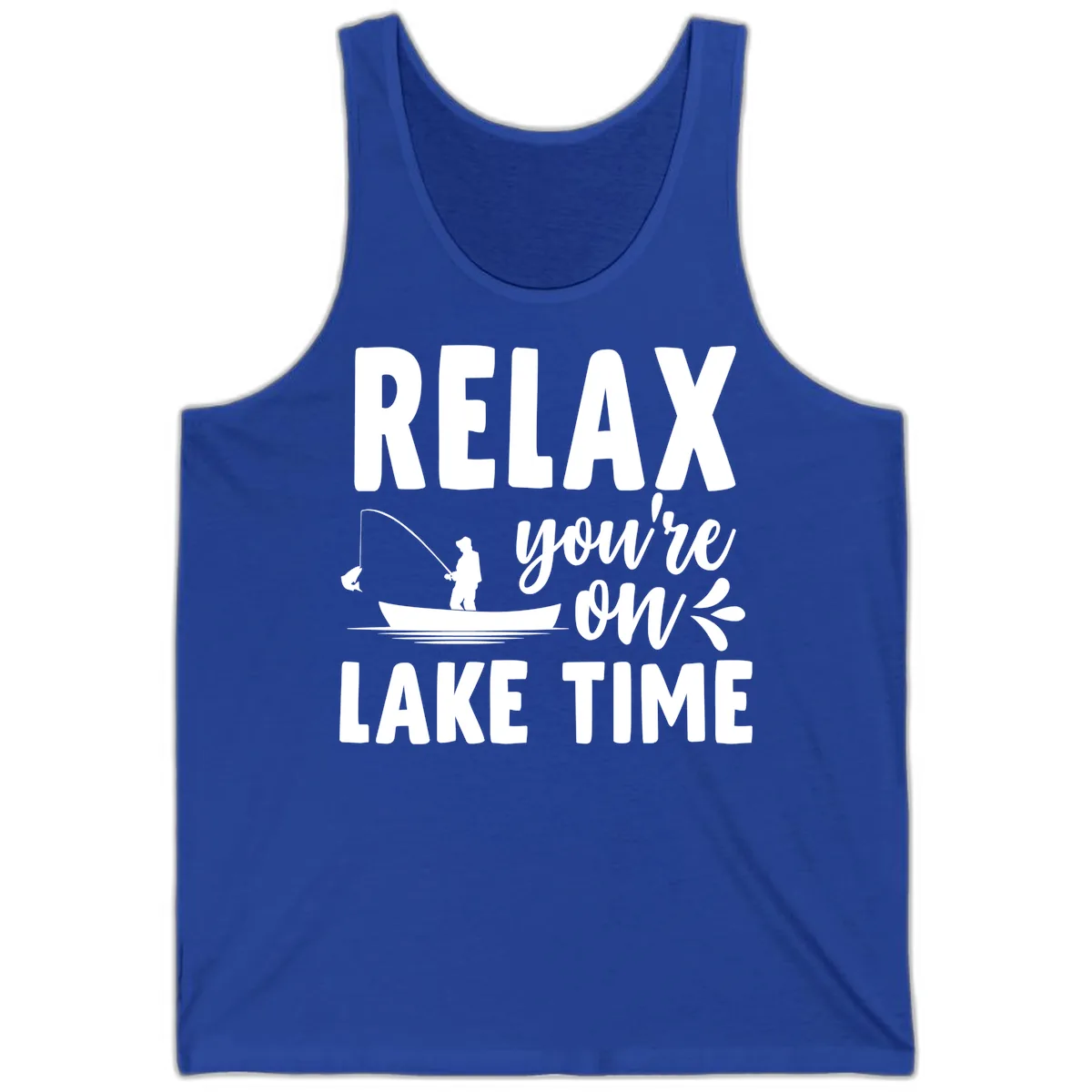 Relax You're On Lake Time Fishing Design Tank in True Royal