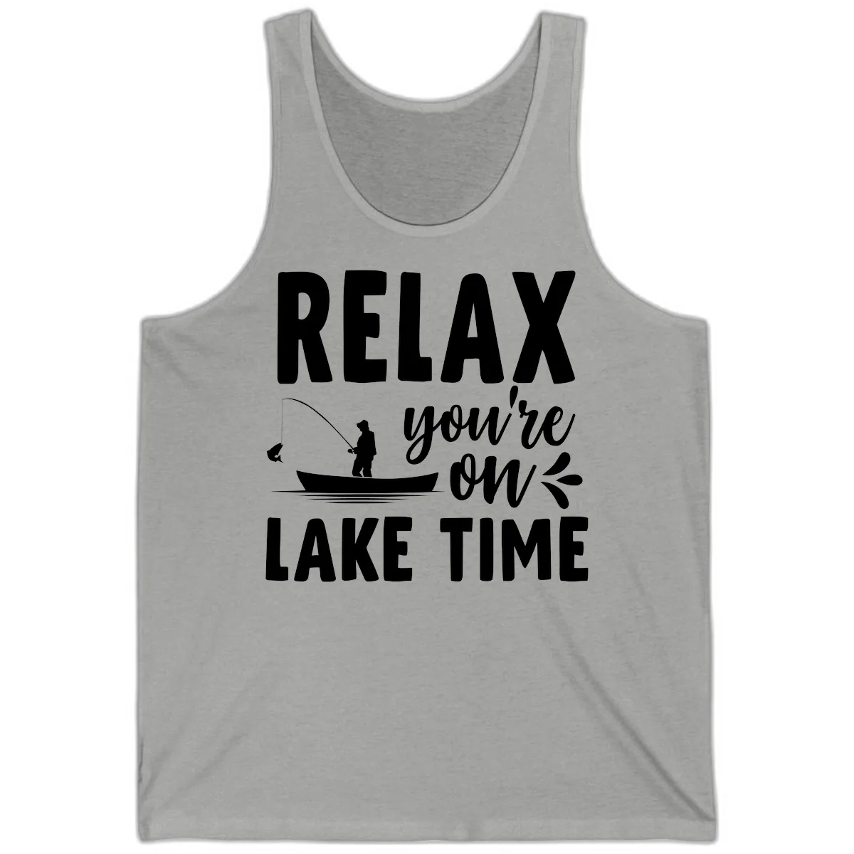 Relax You're On Lake Time Fishing Design Tank in Athletic Heather