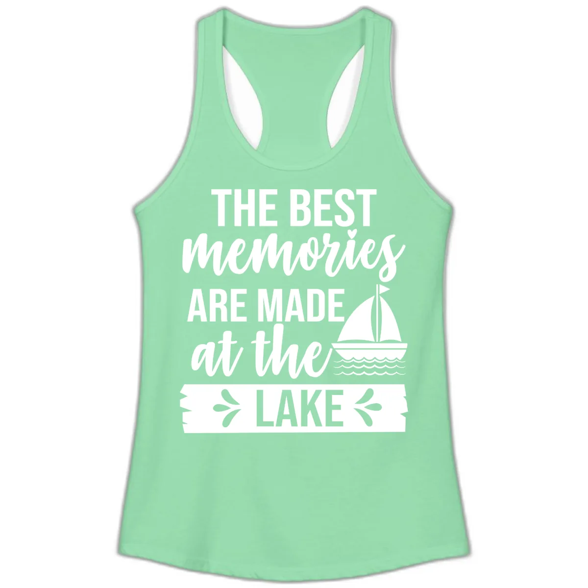 The Best Memories Are Made At The Lake Ladies Tank in Solid Mint