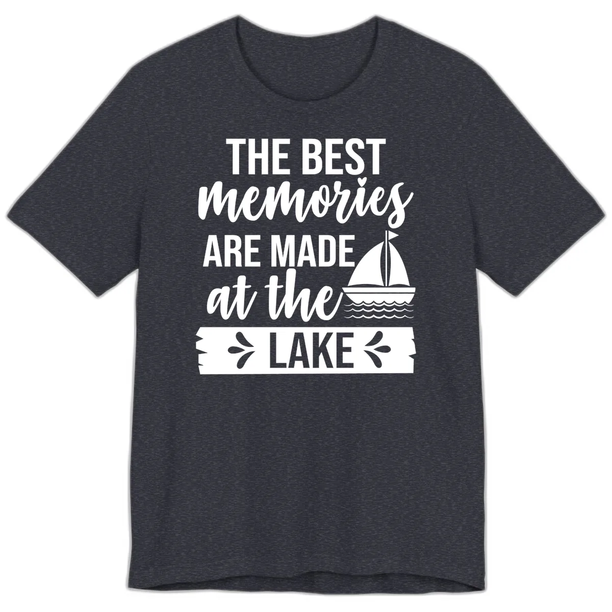 The Best Memories Are Made At The Lake Premium T-Shirt in Heather Navy