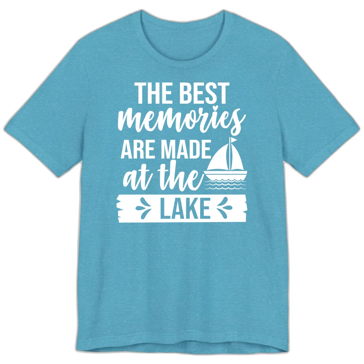 The Best Memories Are Made At The Lake Premium T-Shirt in Heather Aqua