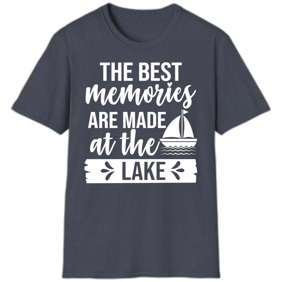 The Best Memories Are Made At The Lake T-Shirt in Heather Navy