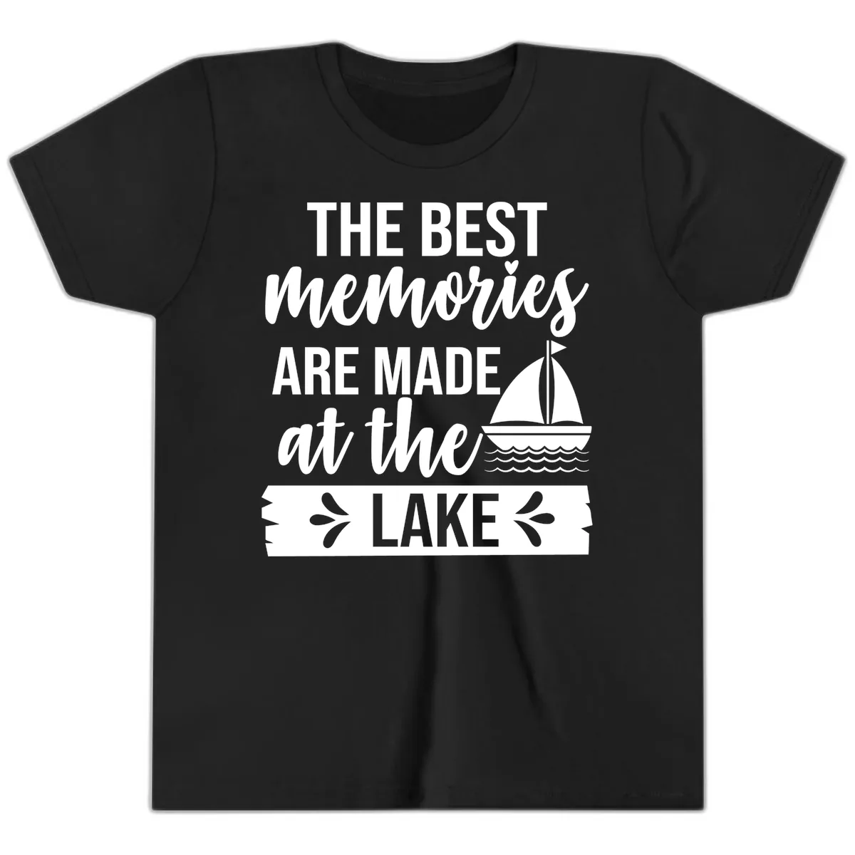 The Best Memories Are Made At The Lake Youth T-Shirt in Black