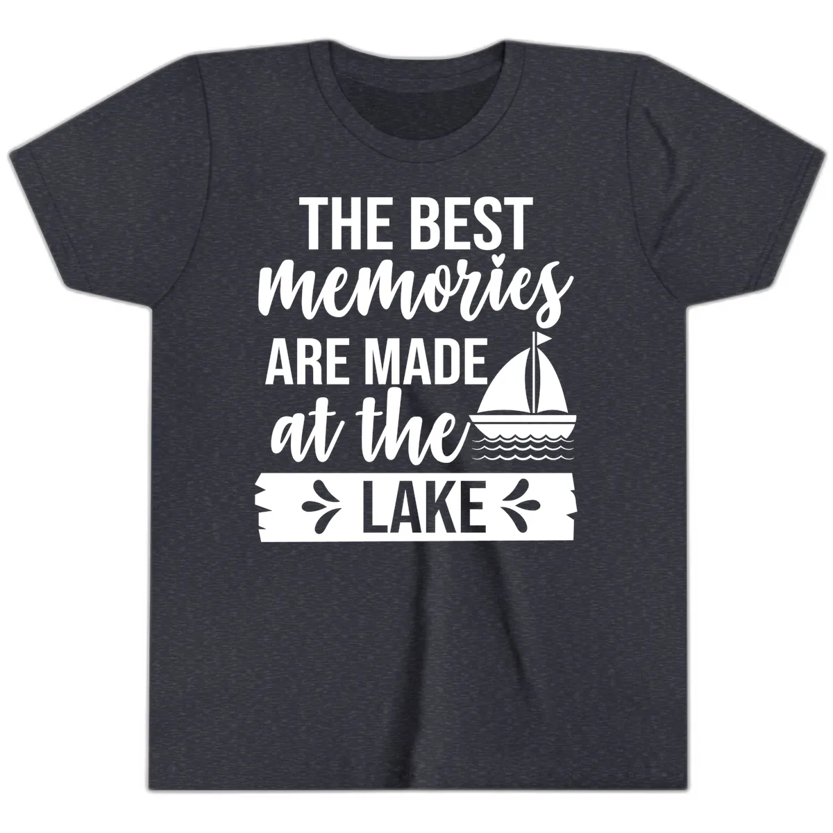 The Best Memories Are Made At The Lake Youth T-Shirt in Heather Navy