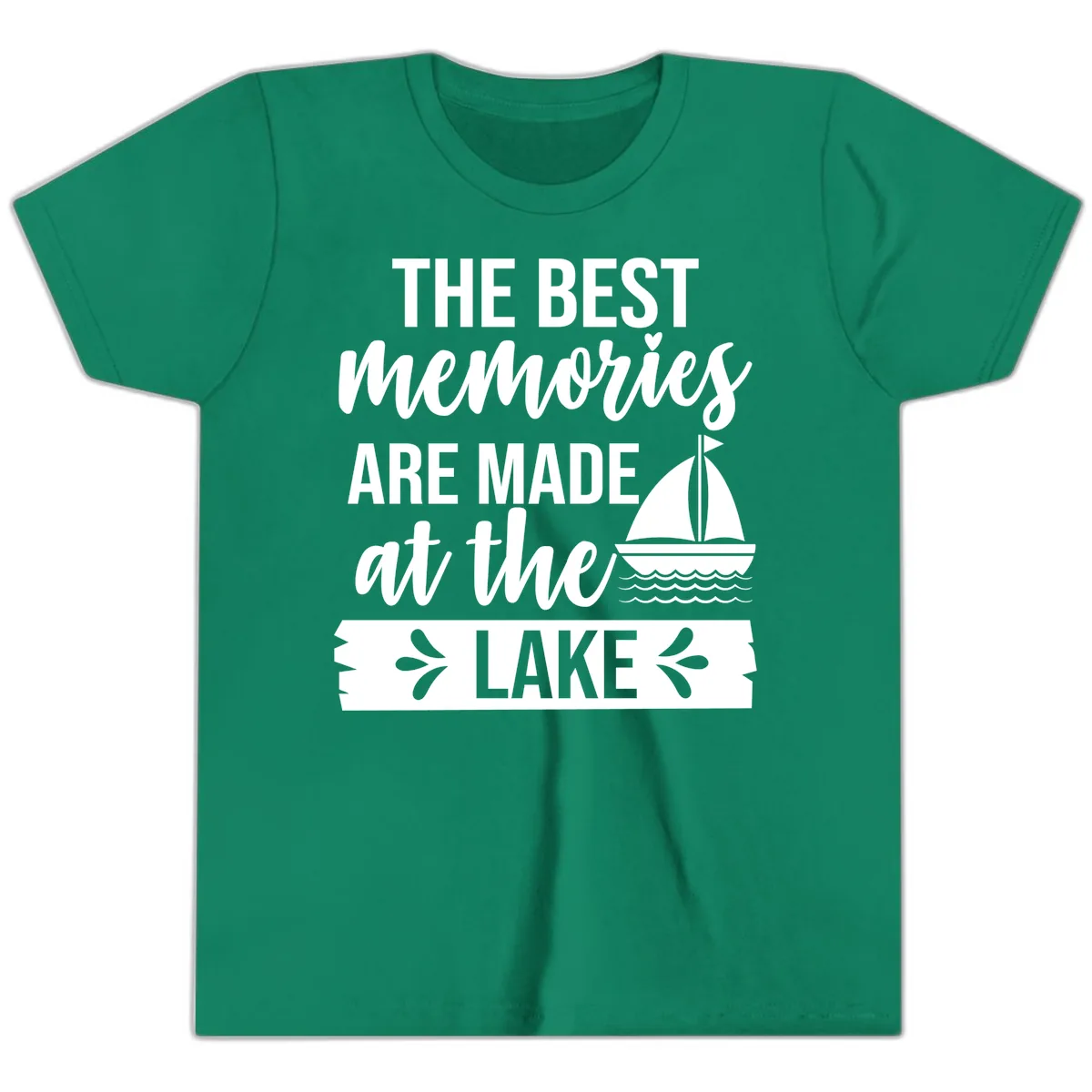 The Best Memories Are Made At The Lake Youth T-Shirt in Kelly