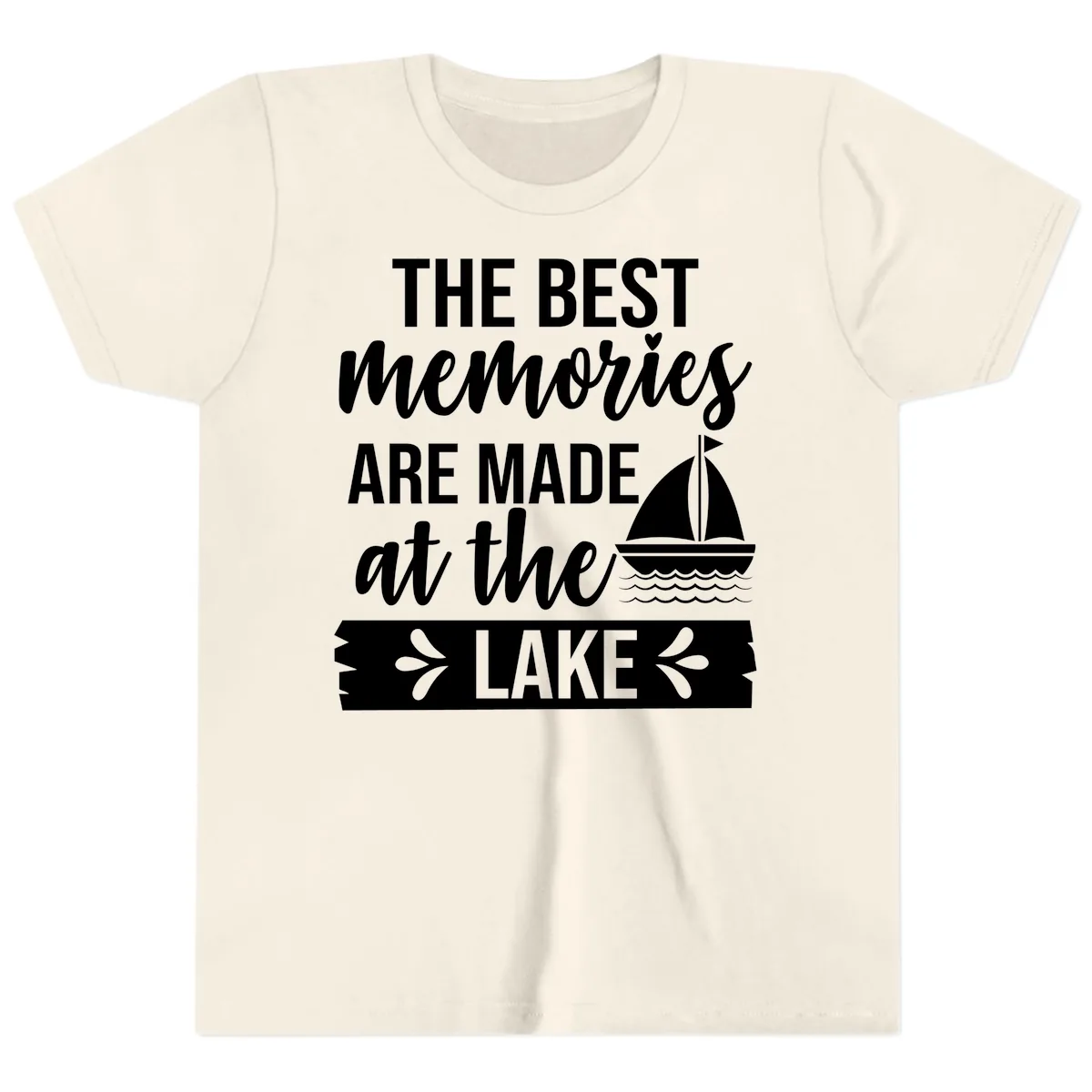 The Best Memories Are Made At The Lake Youth T-Shirt in Natural