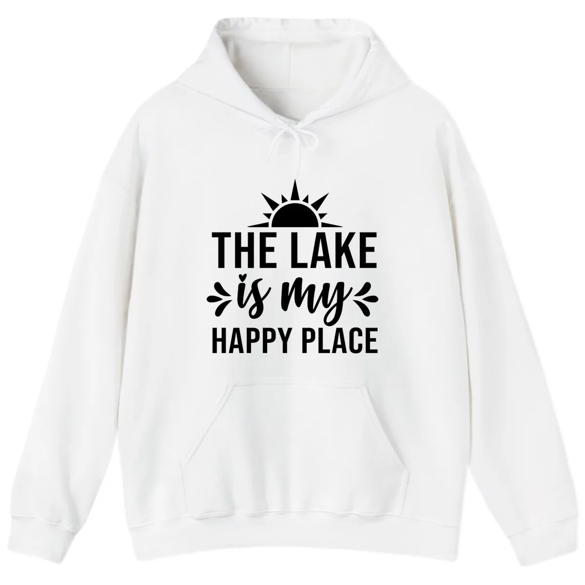 The Lake Is My Happy Place Design Hoodie in White