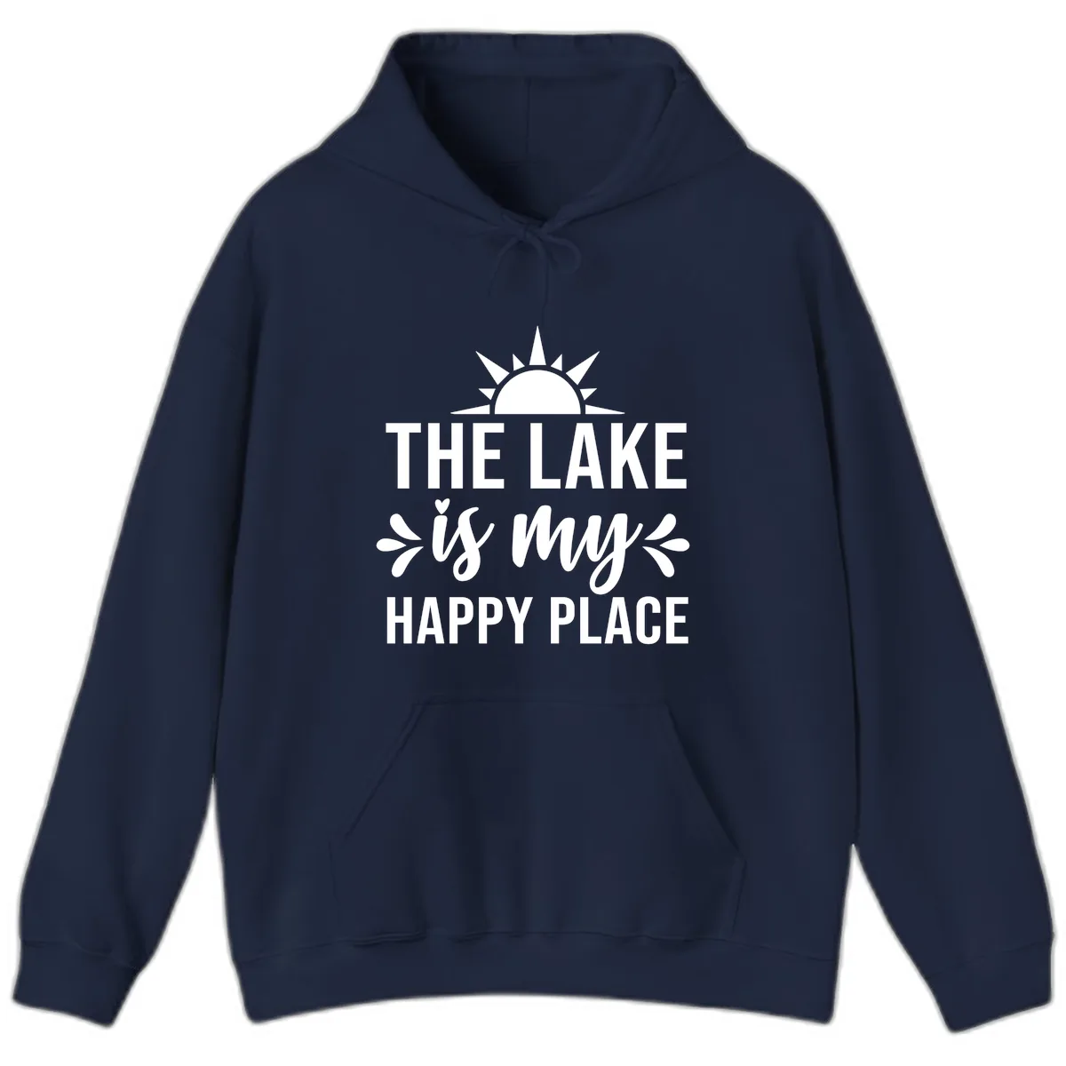 The Lake Is My Happy Place Design Hoodie in Navy