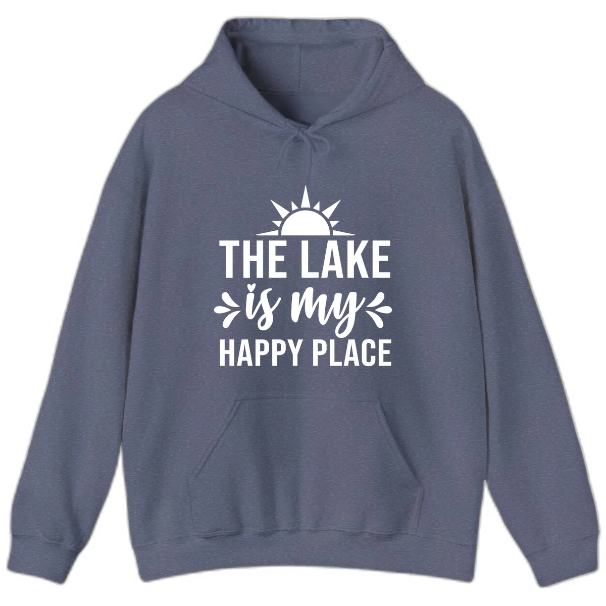 The Lake Is My Happy Place Design Hoodie in Heather Navy