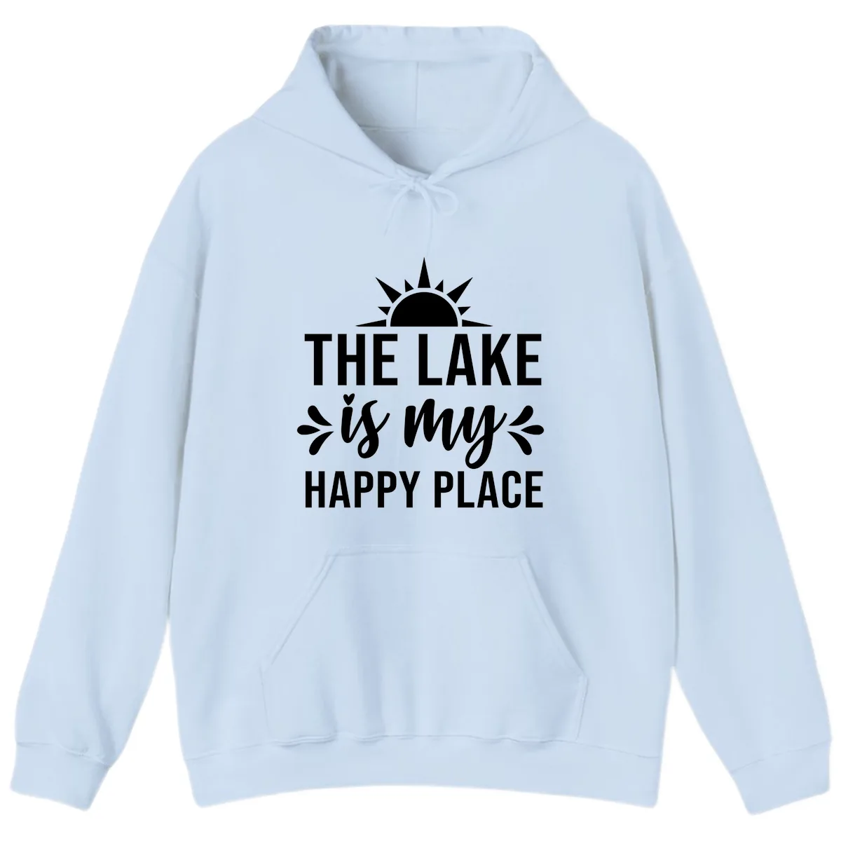 The Lake Is My Happy Place Design Hoodie in Light Blue