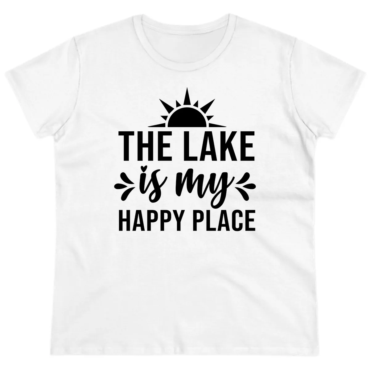The Lake Is My Happy Place Design Ladies Tee in White