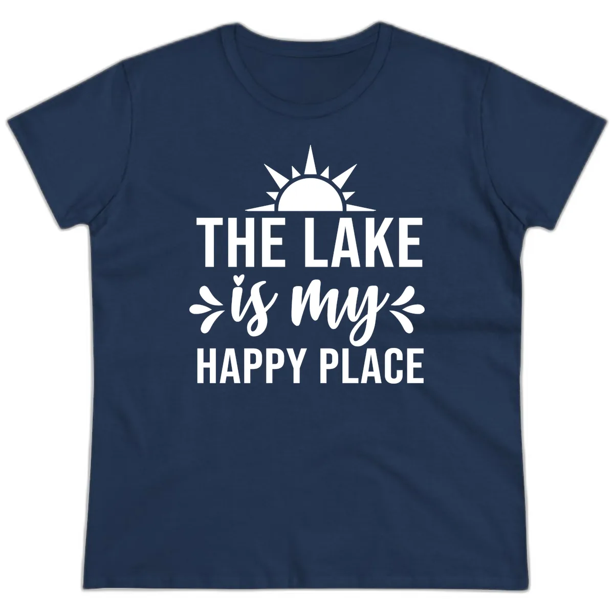 The Lake Is My Happy Place Design Ladies Tee in Navy