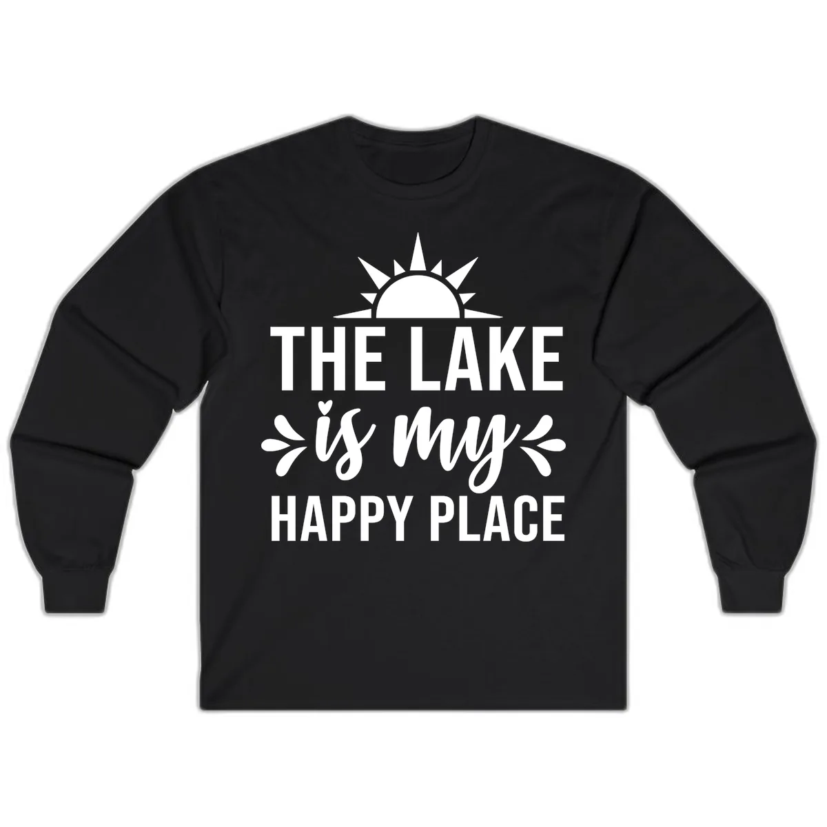 The Lake Is My Happy Place Design Long Sleeve in Black
