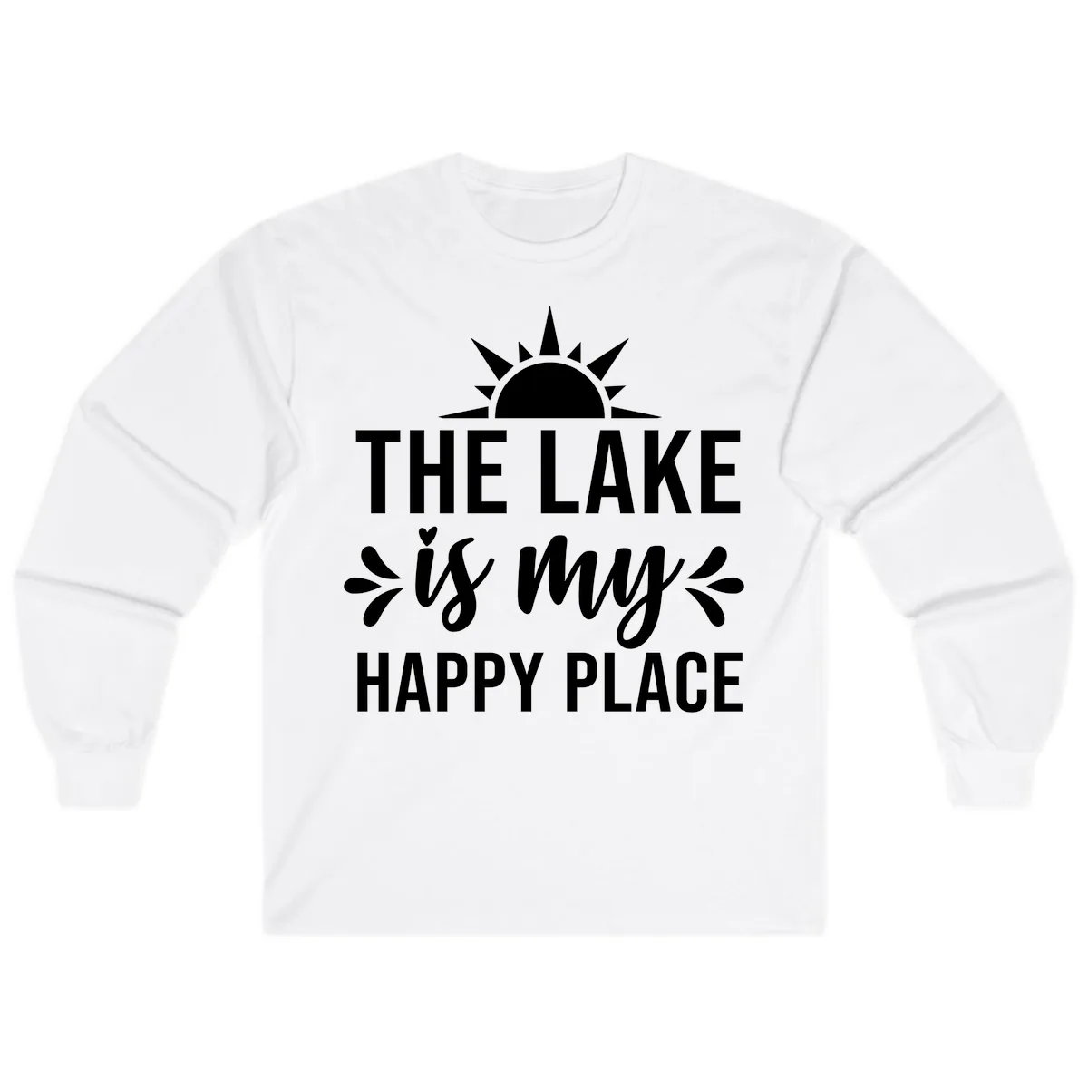 The Lake Is My Happy Place Design Long Sleeve in White