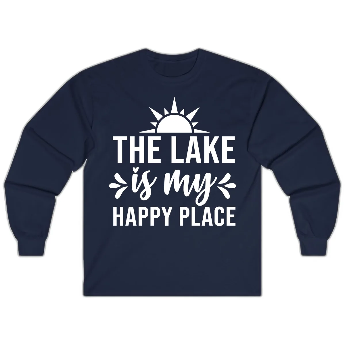 The Lake Is My Happy Place Design Long Sleeve in Navy