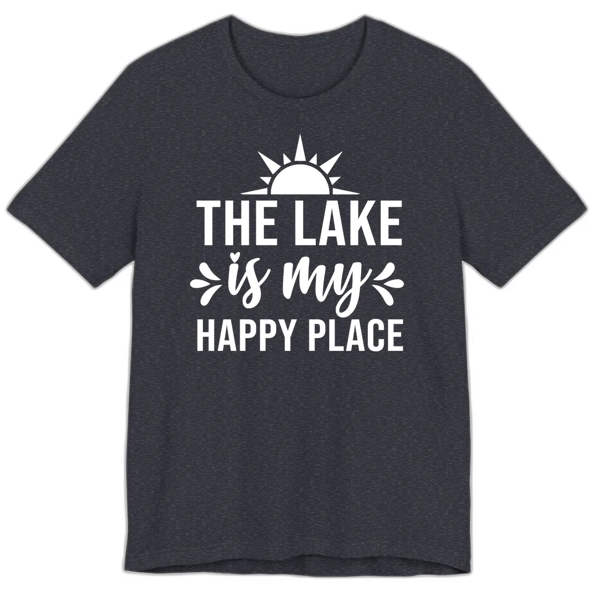 The Lake Is My Happy Place Design Premium T-Shirt in Heather Navy