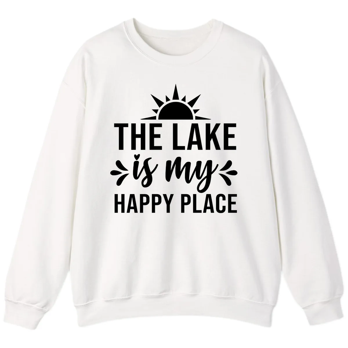 The Lake Is My Happy Place Design Sweatshirt in White