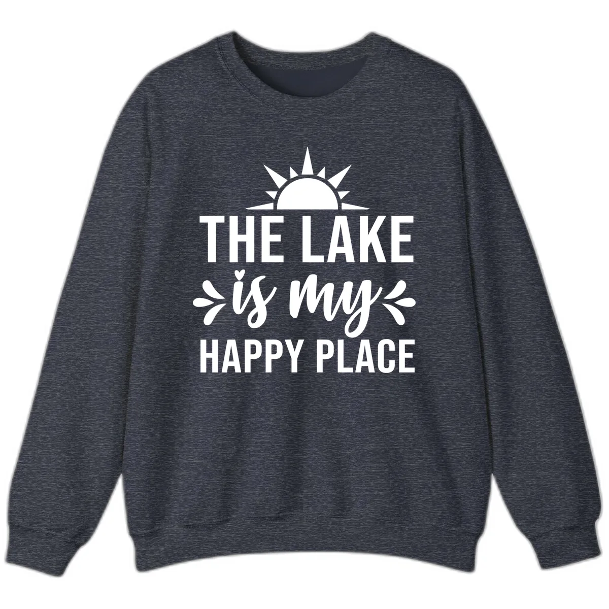 The Lake Is My Happy Place Design Sweatshirt in Heather Sport Dark Navy