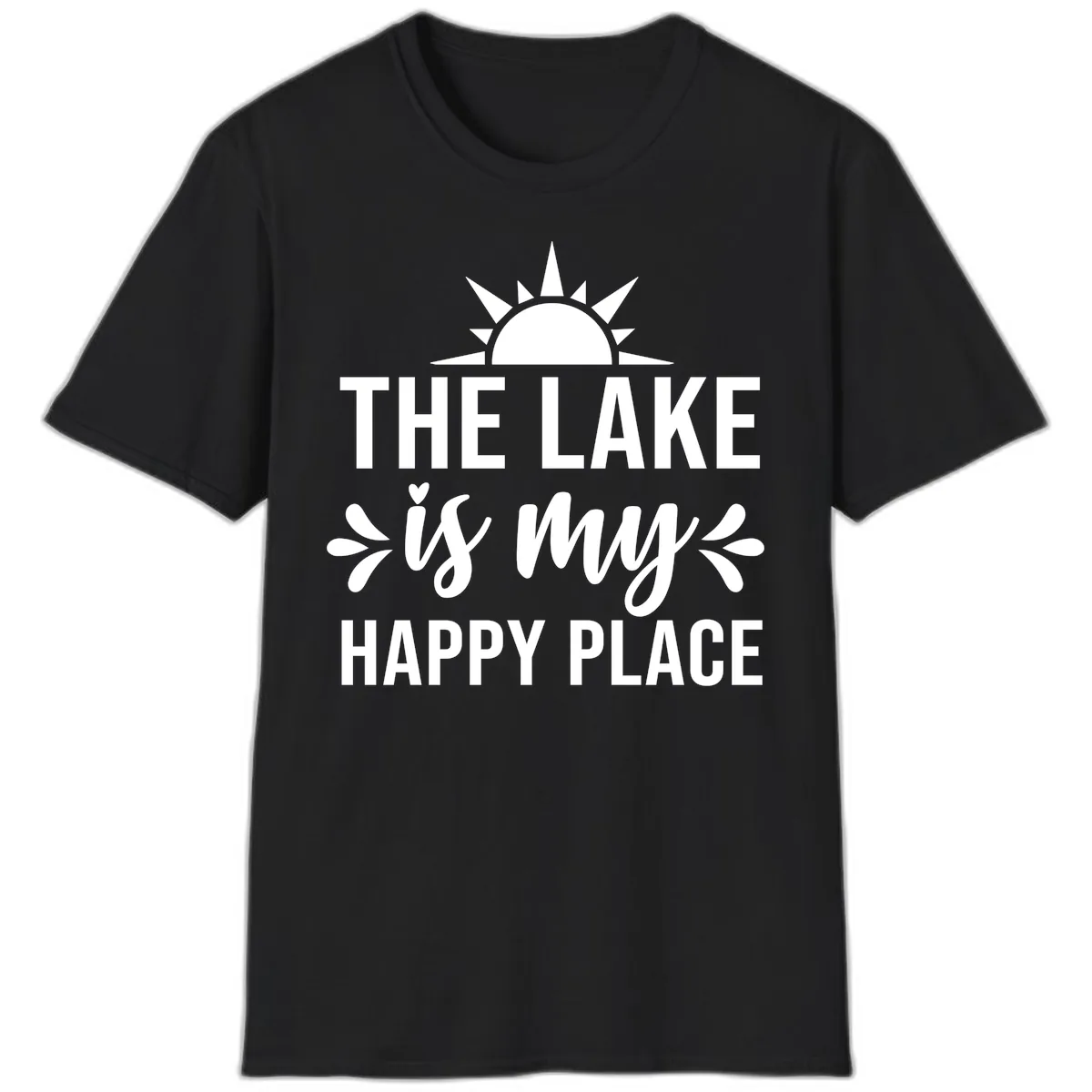 The Lake Is My Happy Place Design T-Shirt in Black