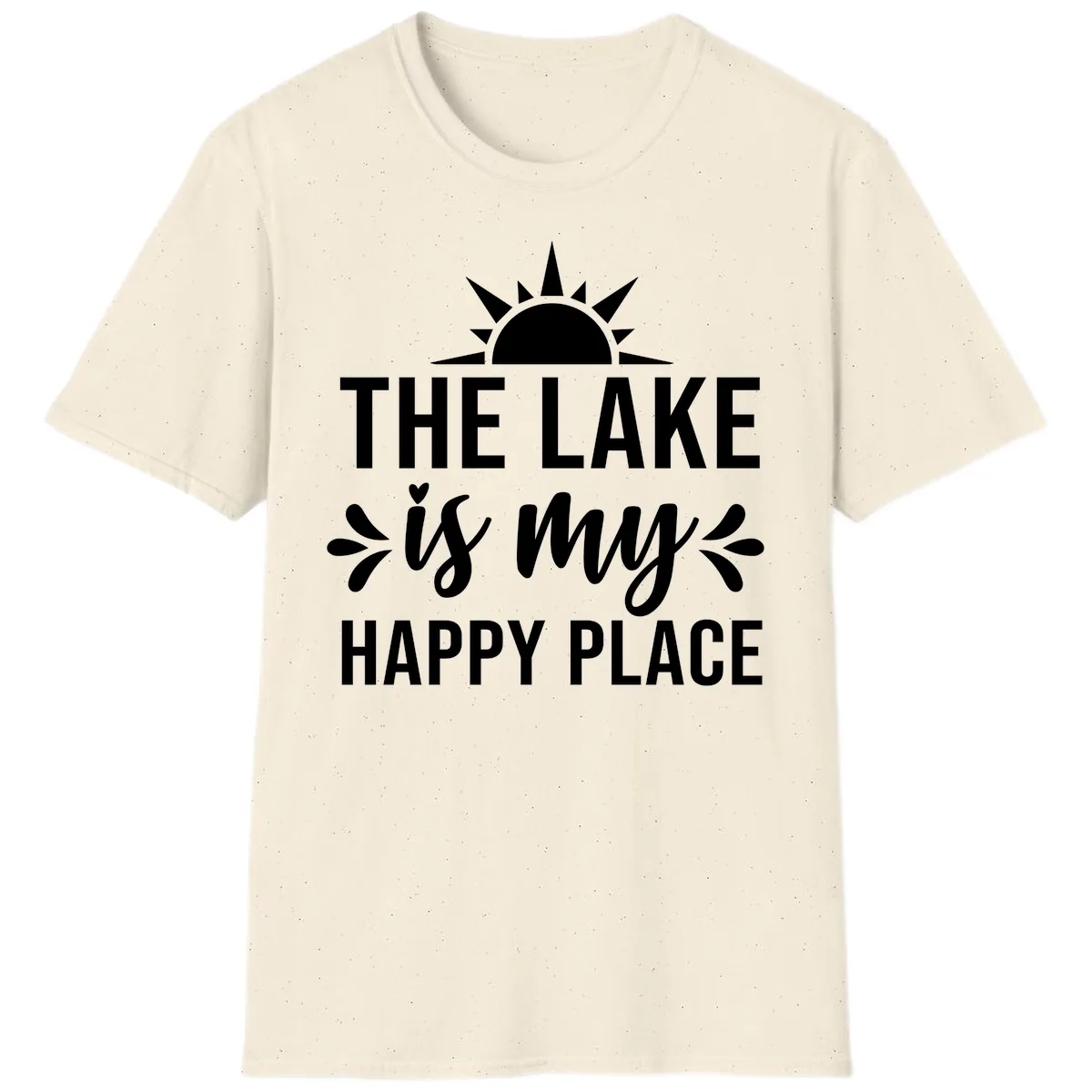The Lake Is My Happy Place Design T-Shirt in Natural