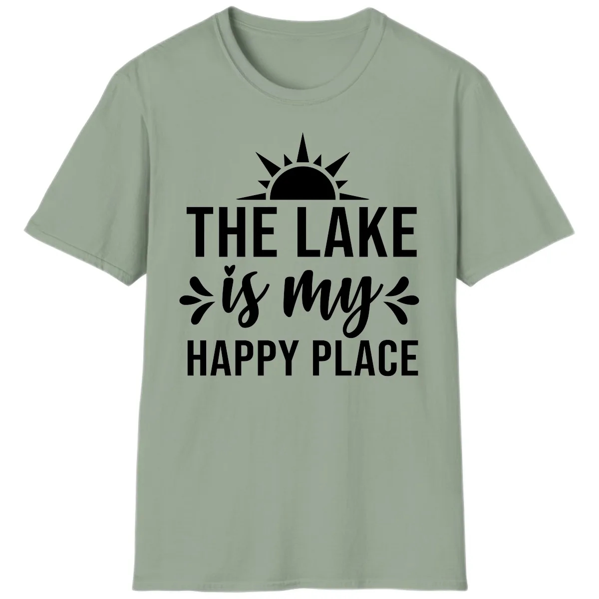 The Lake Is My Happy Place Design T-Shirt in Sage