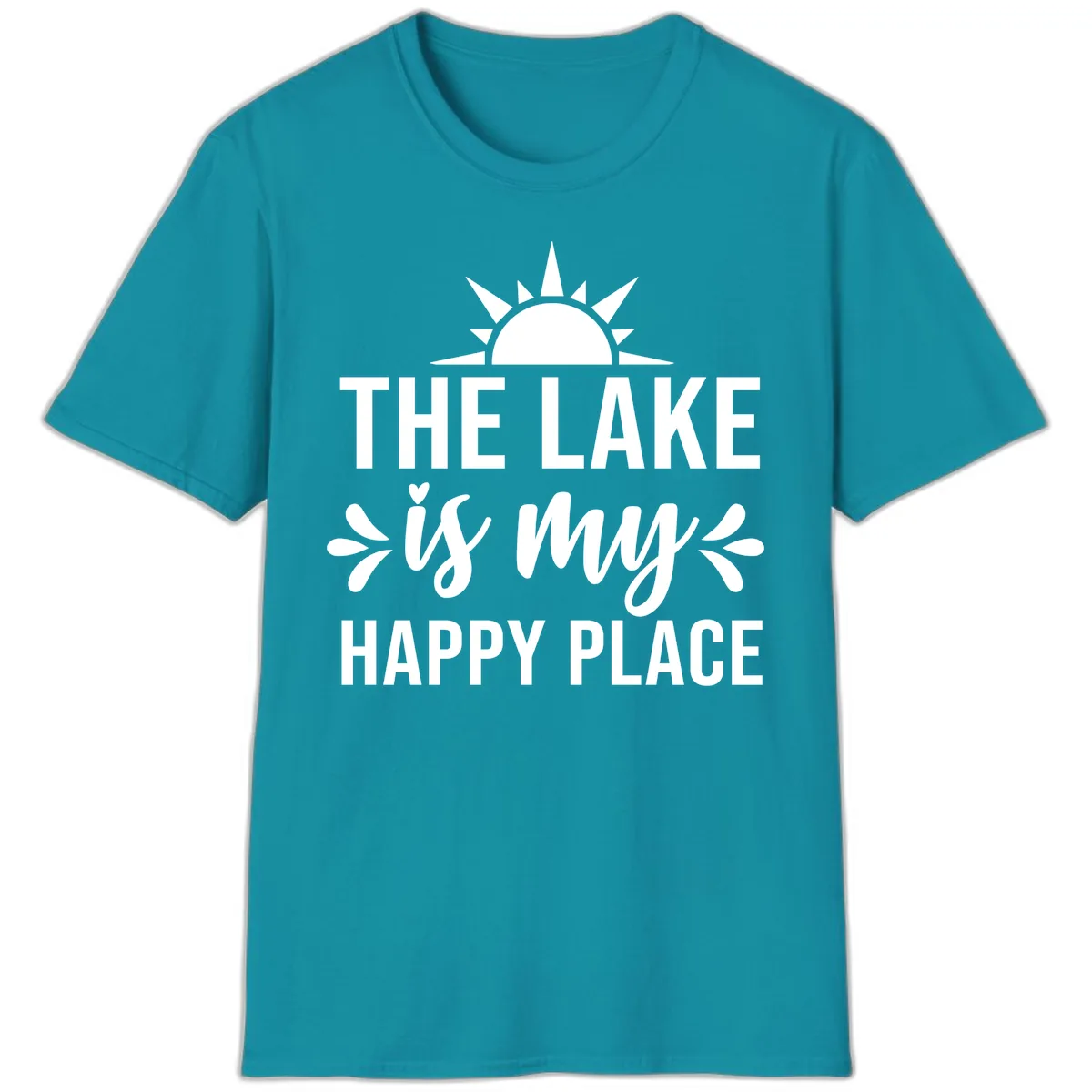 The Lake Is My Happy Place Design T-Shirt in Tropical Blue