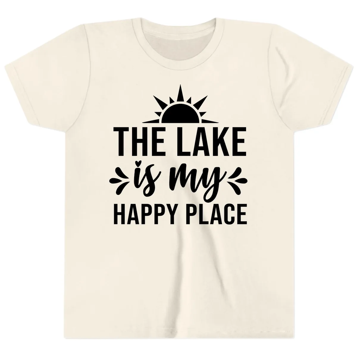 The Lake Is My Happy Place Design Youth T-Shirt in Natural