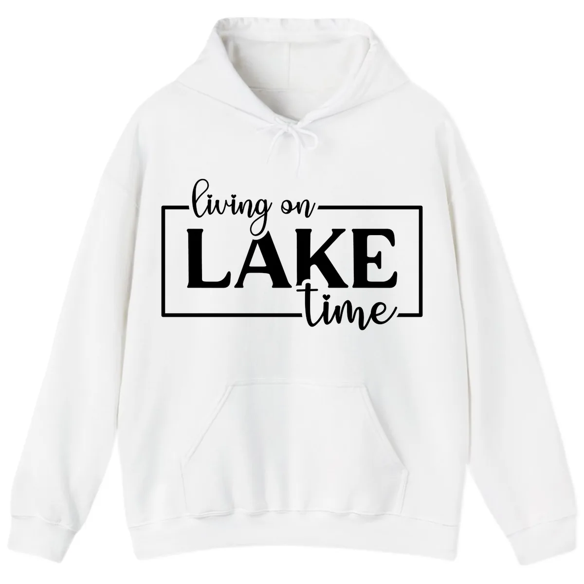Living On Lake Time Lifestyle Design Hoodie in White
