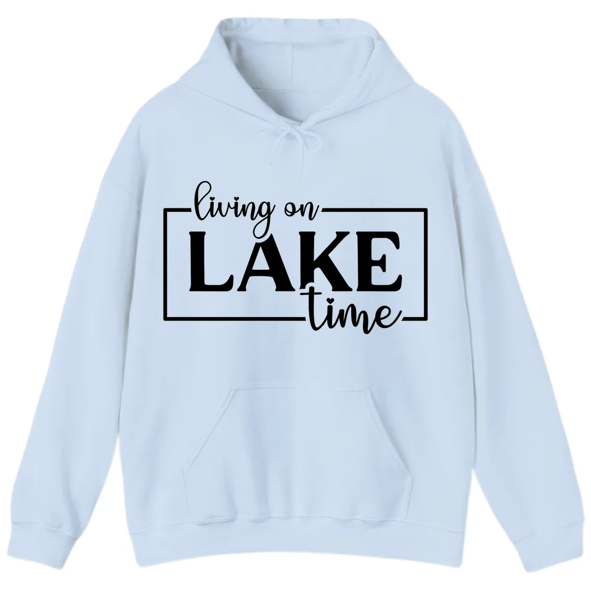Living On Lake Time Lifestyle Design Hoodie in Light Blue
