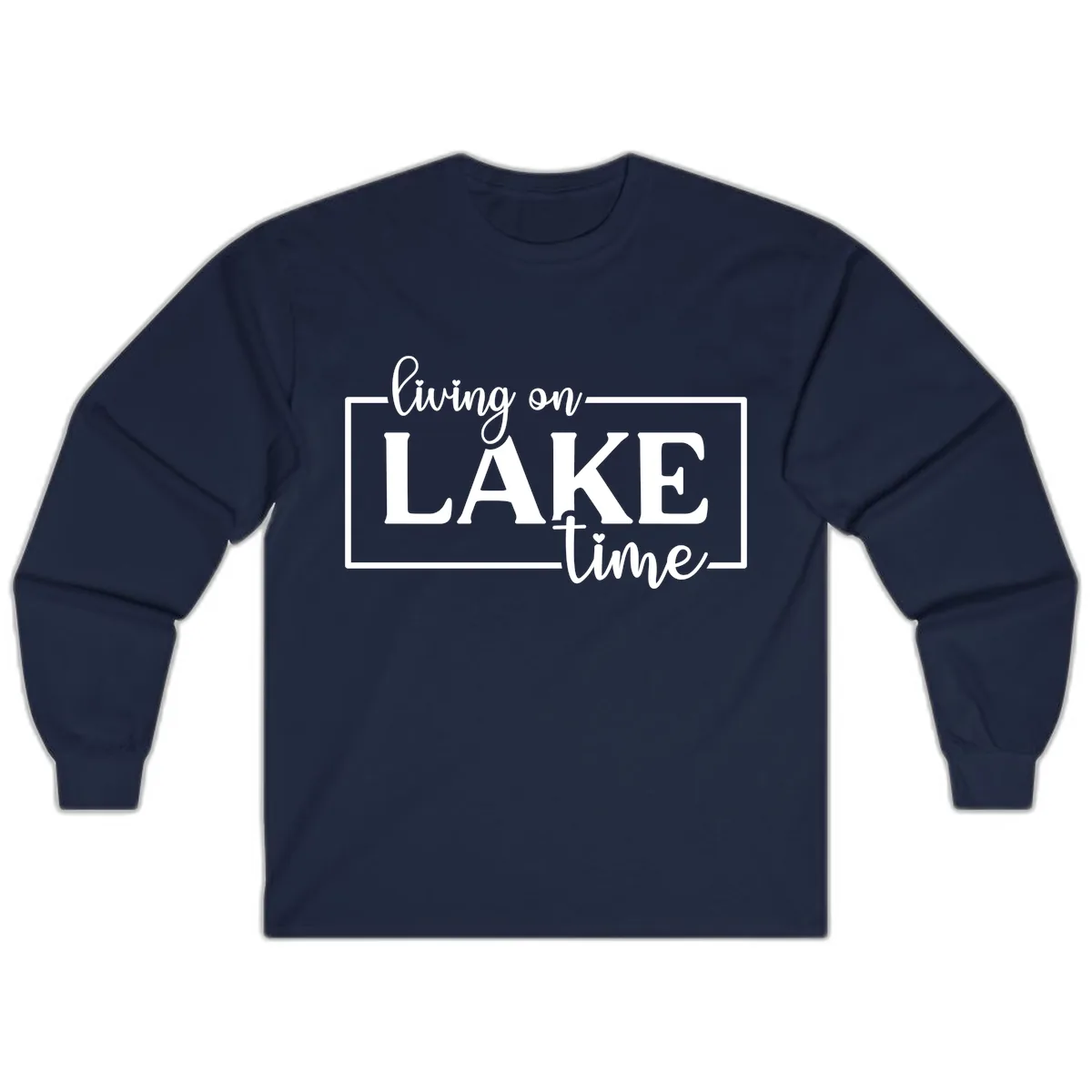 Living On Lake Time Lifestyle Design Long Sleeve in Navy