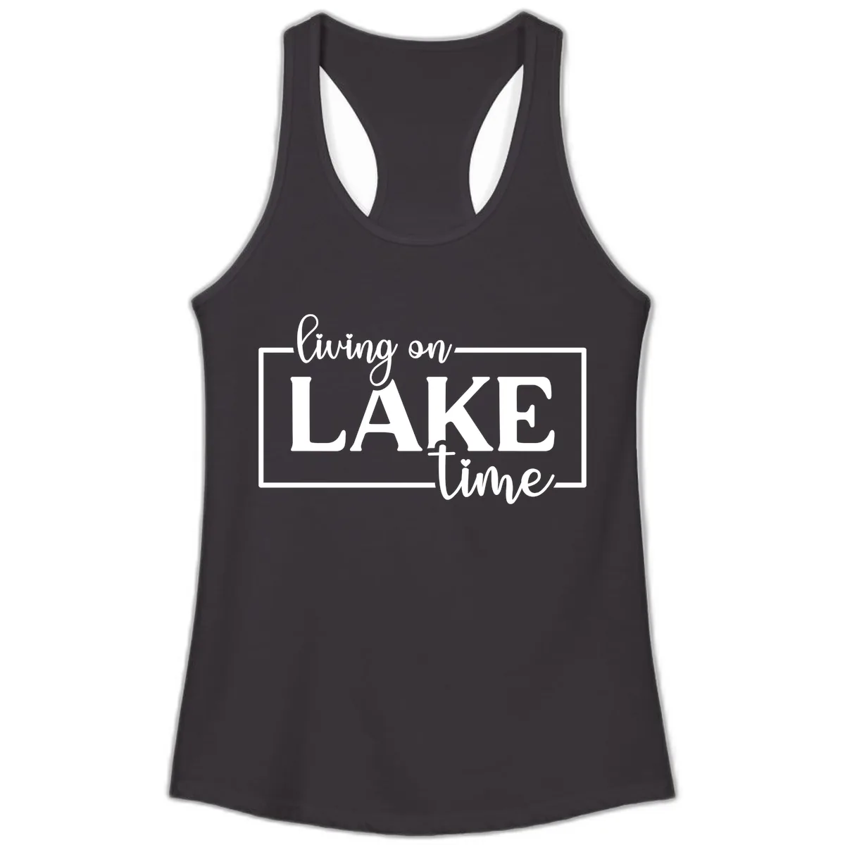 Living On Lake Time Lifestyle Design Ladies Tank in Black