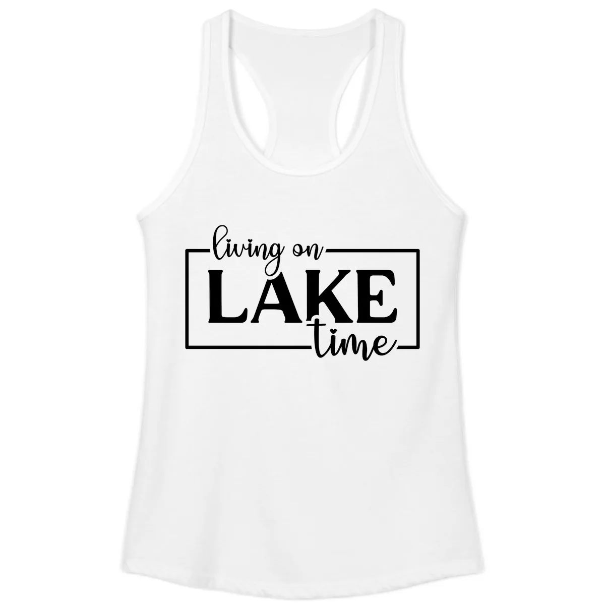 Living On Lake Time Lifestyle Design Ladies Tank in White