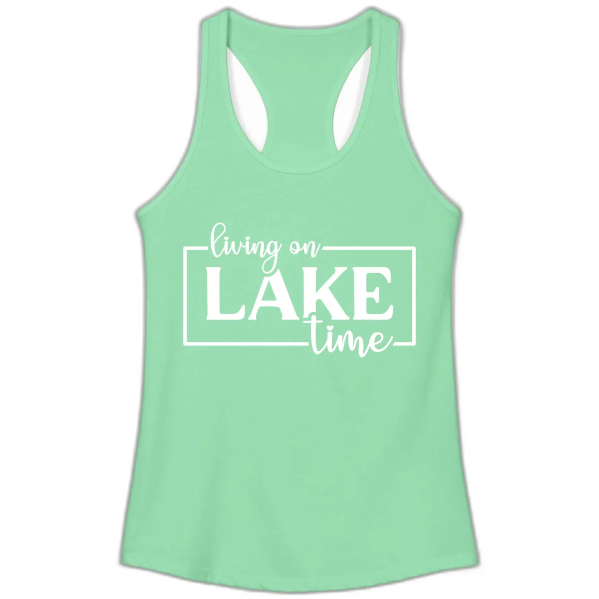 Living On Lake Time Lifestyle Design Ladies Tank in Solid Mint