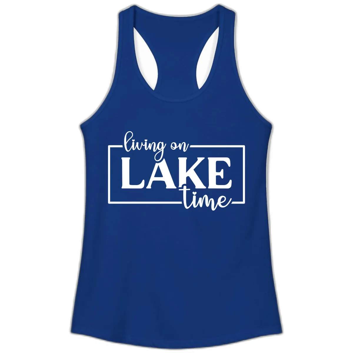Living On Lake Time Lifestyle Design Ladies Tank in Solid Royal