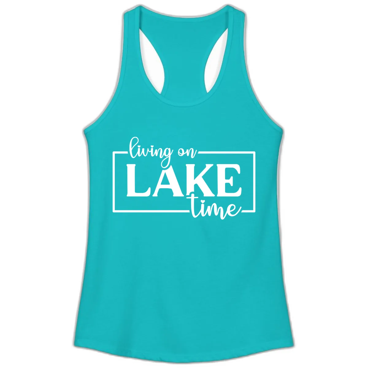 Living On Lake Time Lifestyle Design Ladies Tank in Tahiti Blue