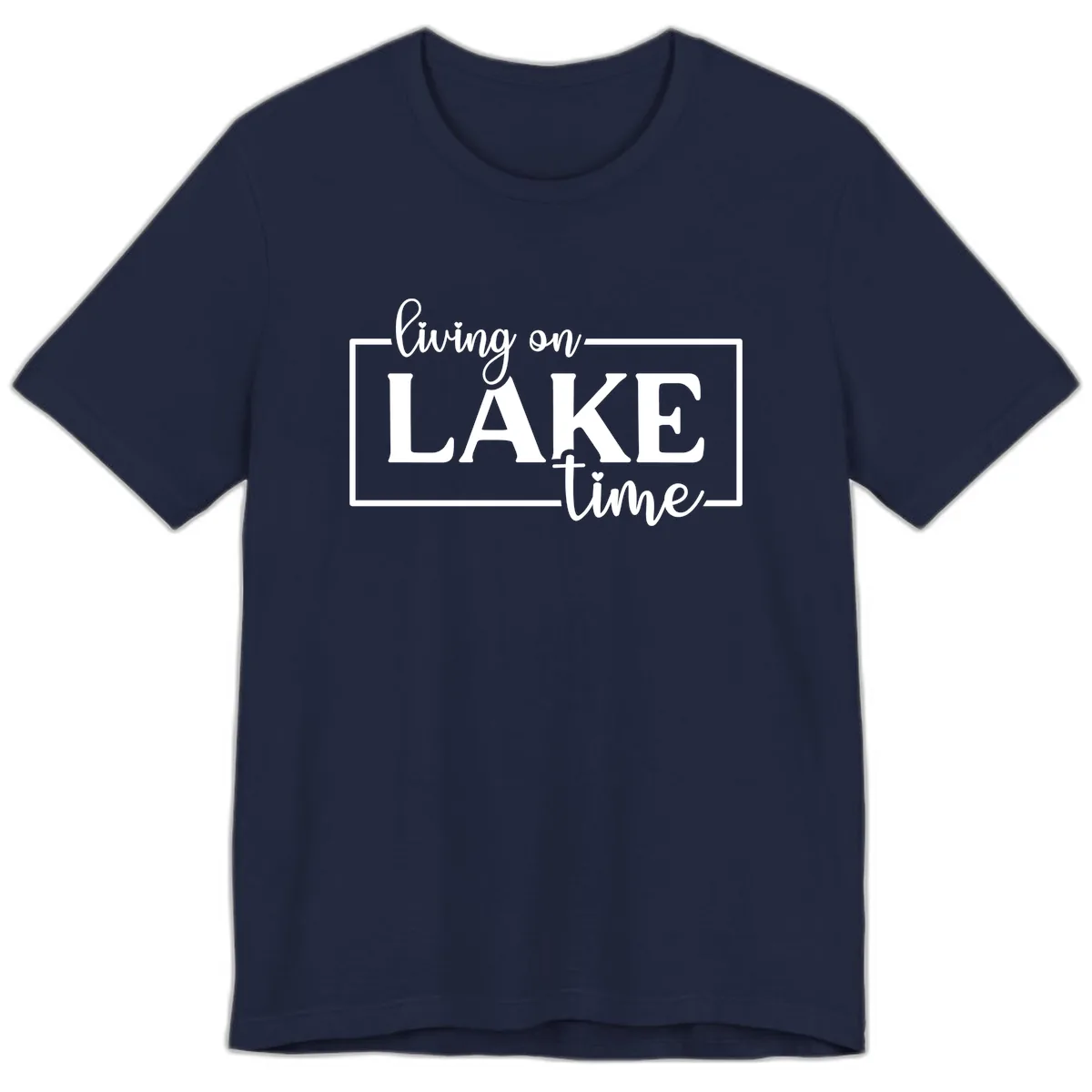 Living On Lake Time Lifestyle Design Premium T-Shirt in Navy