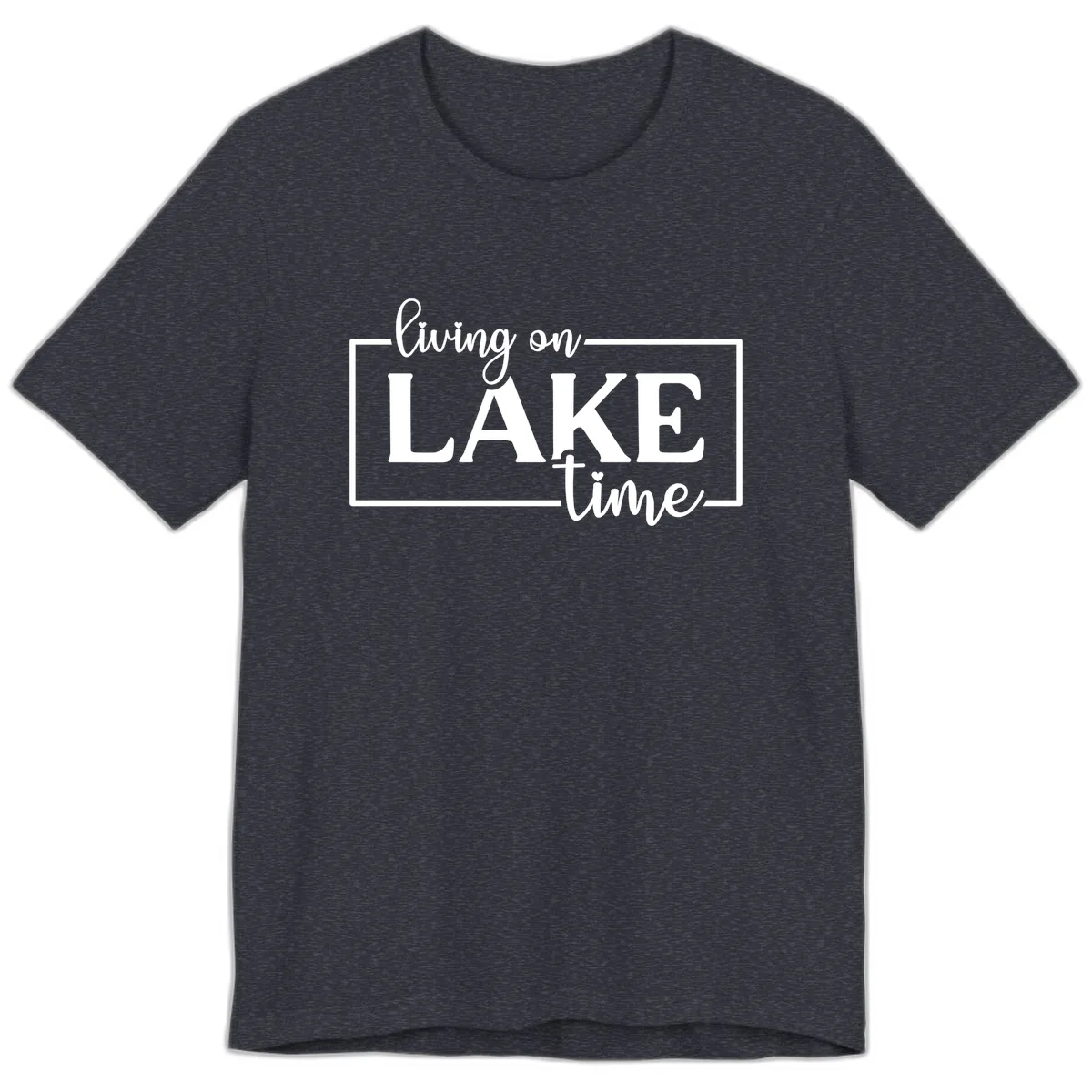 Living On Lake Time Lifestyle Design Premium T-Shirt in Heather Navy
