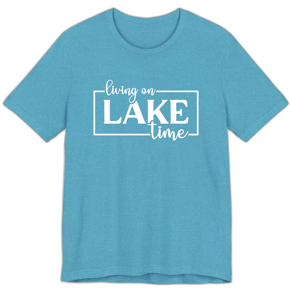 Living On Lake Time Lifestyle Design Premium T-Shirt in Heather Aqua
