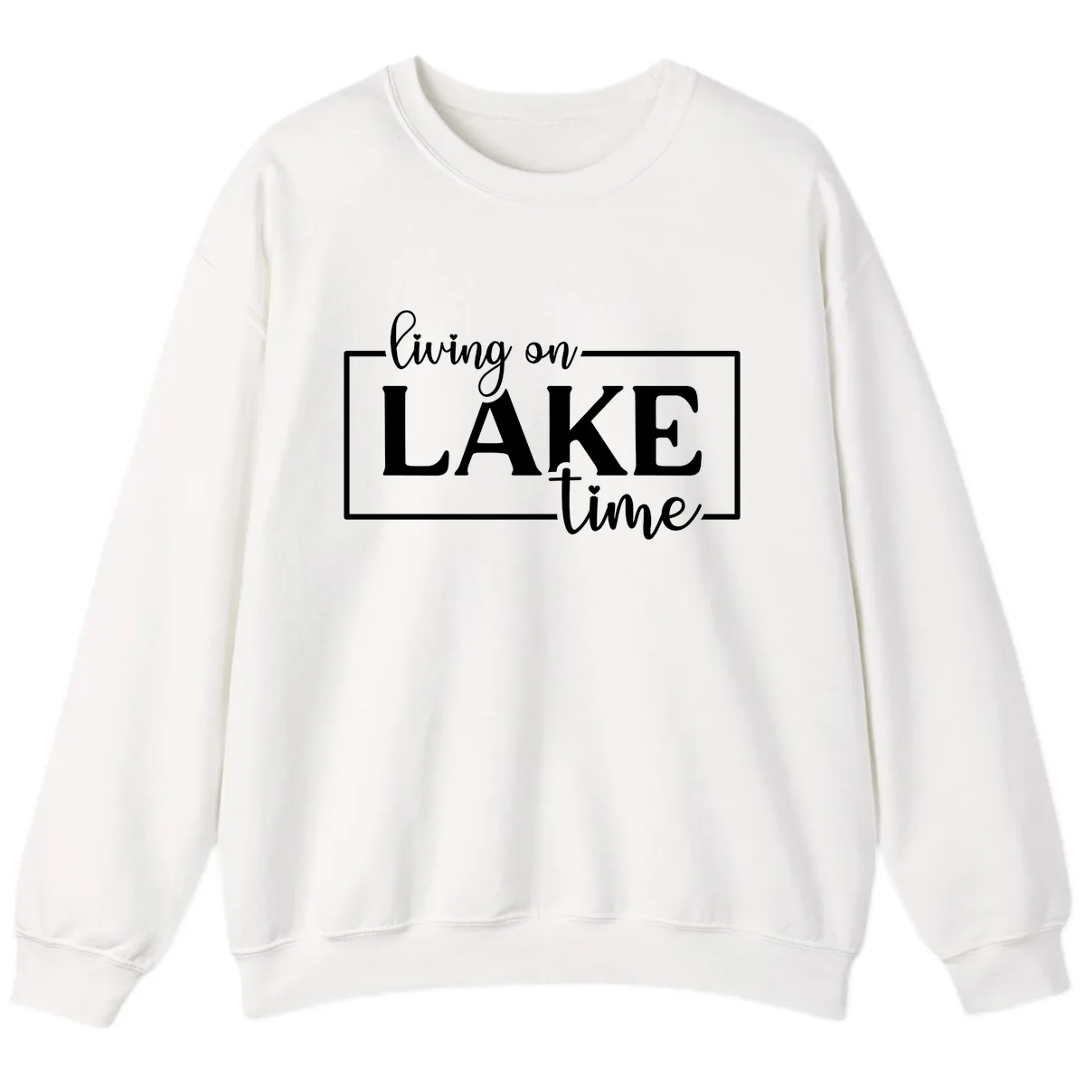 Living On Lake Time Lifestyle Design Sweatshirt in White