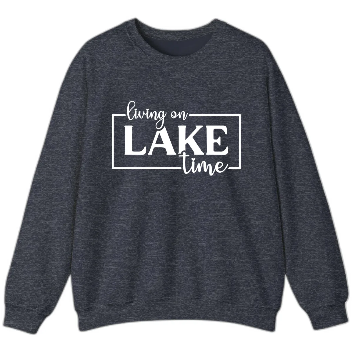 Living On Lake Time Lifestyle Design Sweatshirt in Heather Sport Dark Navy