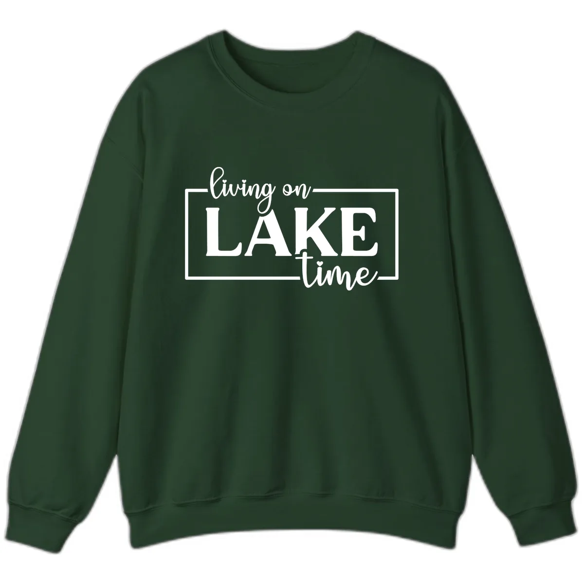 Living On Lake Time Lifestyle Design Sweatshirt in Forest Green