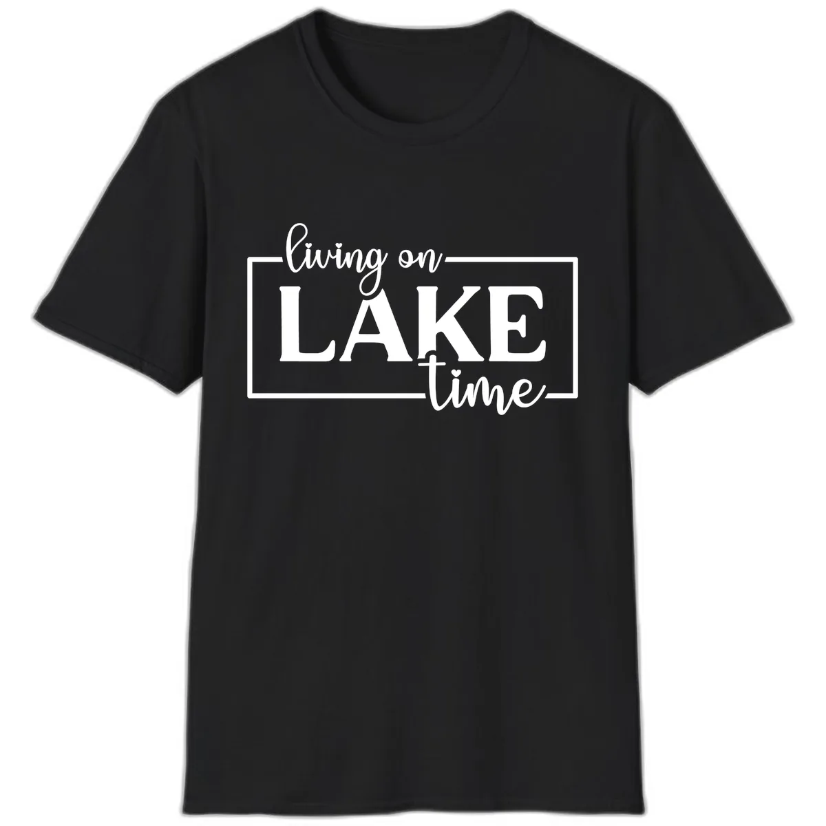 Living On Lake Time Lifestyle Design T-Shirt in Black