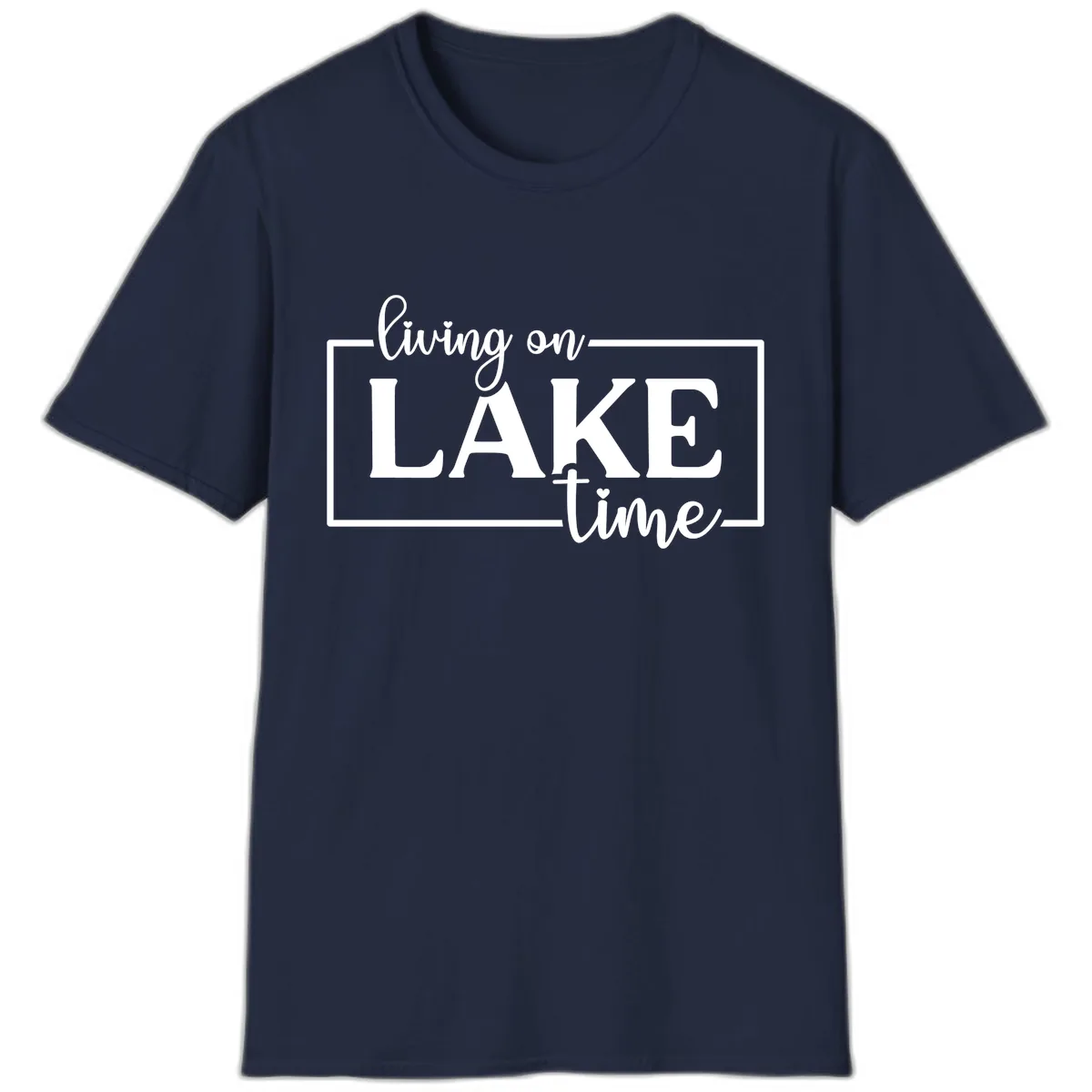 Living On Lake Time Lifestyle Design T-Shirt in Navy