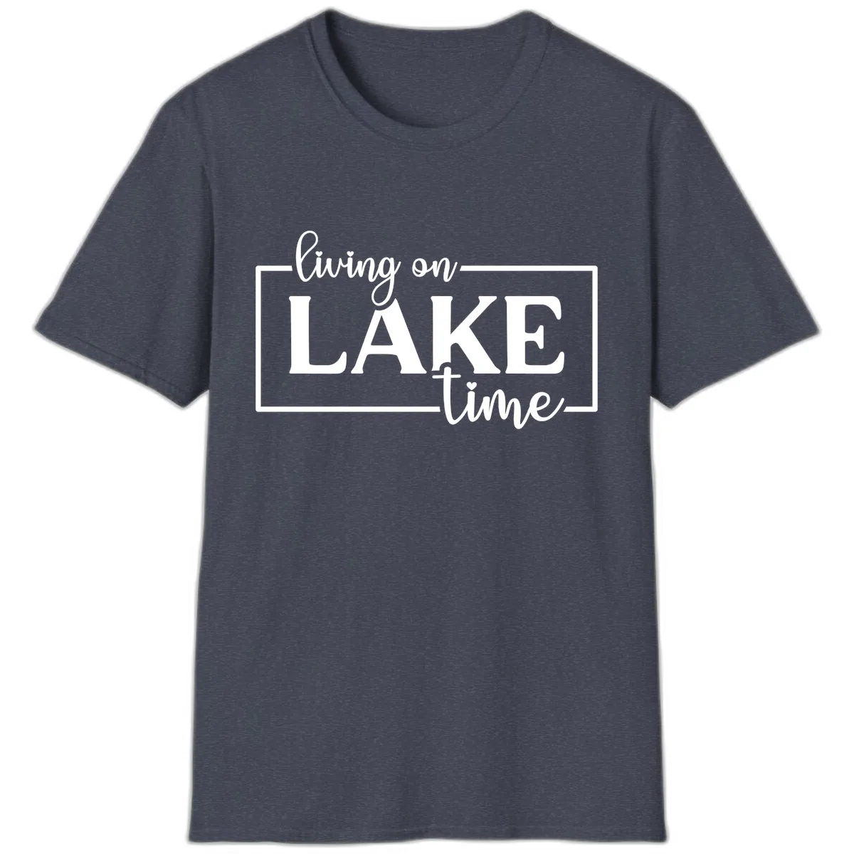 Living On Lake Time Lifestyle Design T-Shirt in Heather Navy