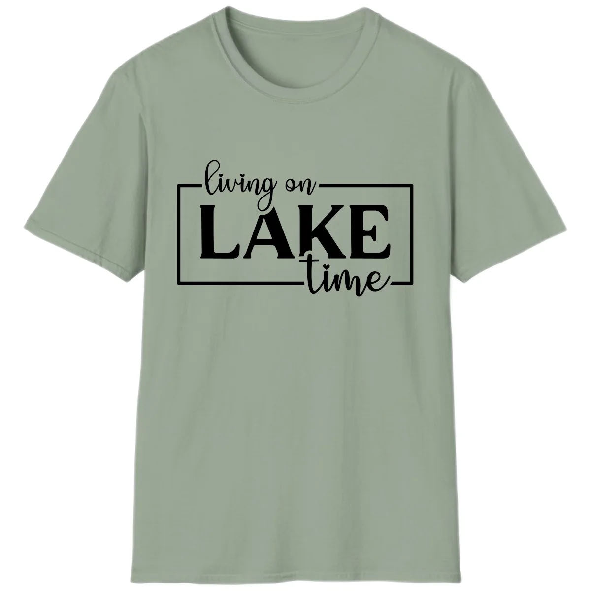 Living On Lake Time Lifestyle Design T-Shirt in Sage
