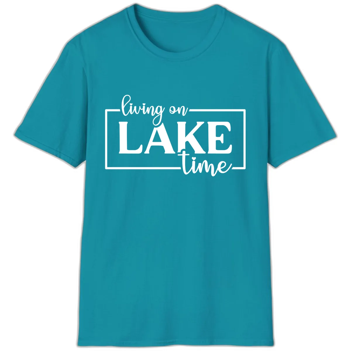 Living On Lake Time Lifestyle Design T-Shirt in Tropical Blue