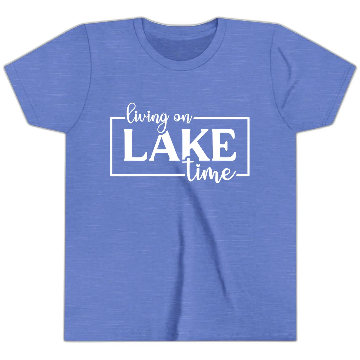 Living On Lake Time Lifestyle Design Youth T-Shirt in Heather Columbia Blue