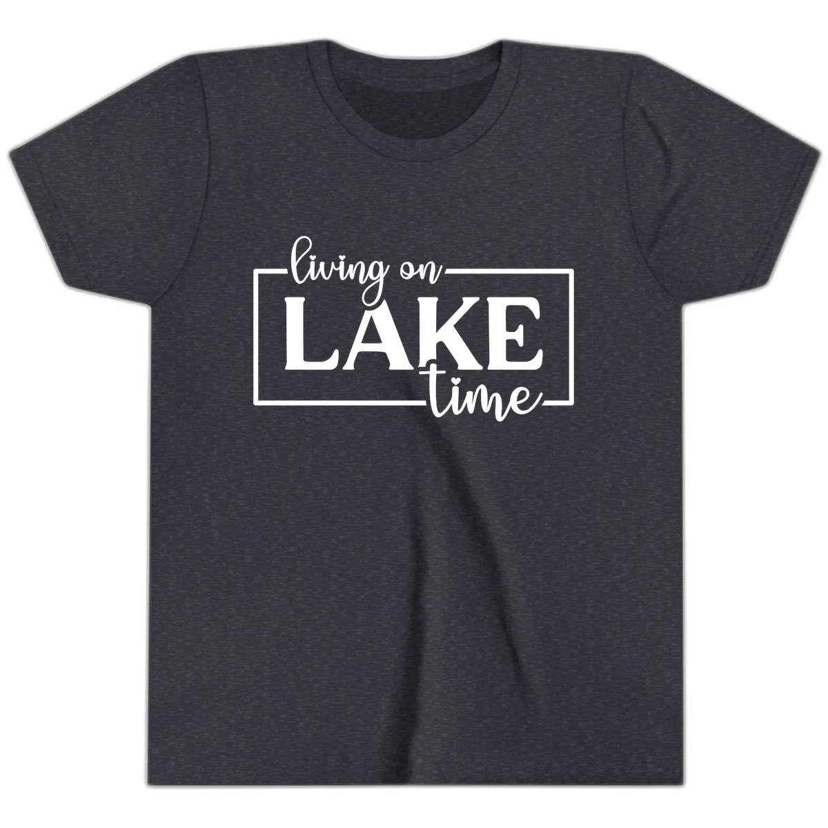 Living On Lake Time Lifestyle Design Youth T-Shirt in Heather Navy