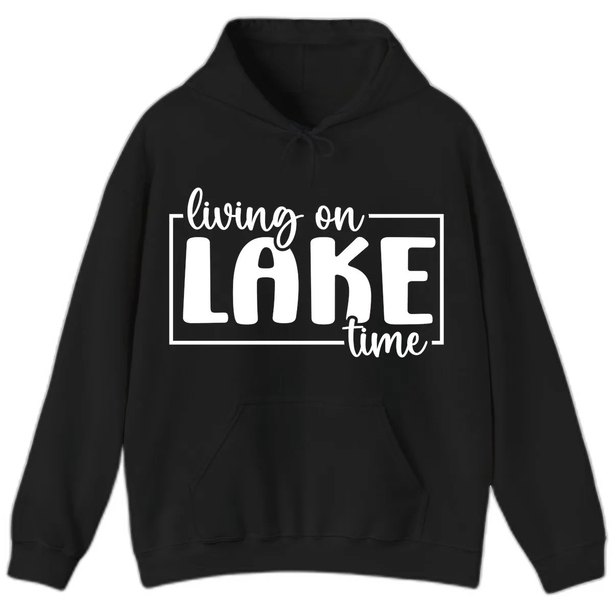 Living On Lake Time Lifestyle Hoodie in Black