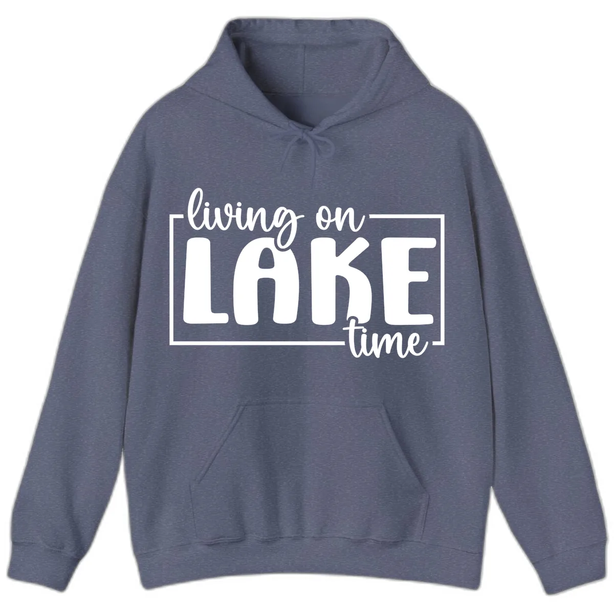 Living On Lake Time Lifestyle Hoodie in Heather Navy